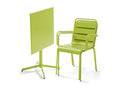 Ensemble table de jardin bistrot et 2 fauteuils métal vert - Decoinspi