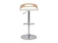Tabouret de bar réglable design blanc et bois clair Stylelogis