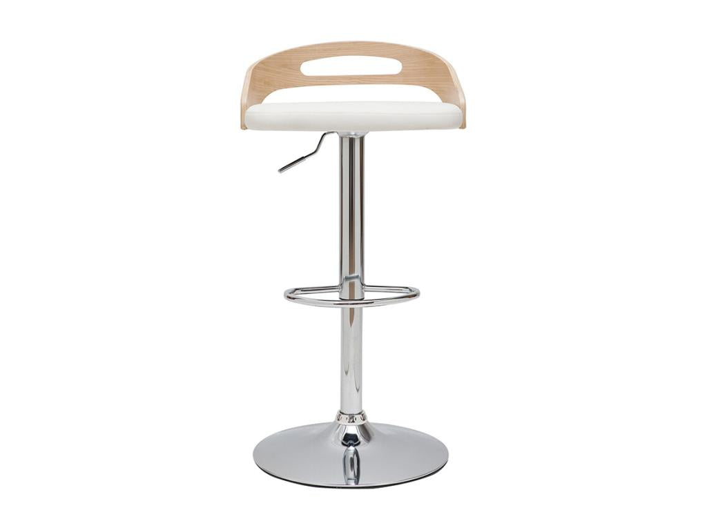 Tabouret de bar réglable design blanc et bois clair Stylelogis