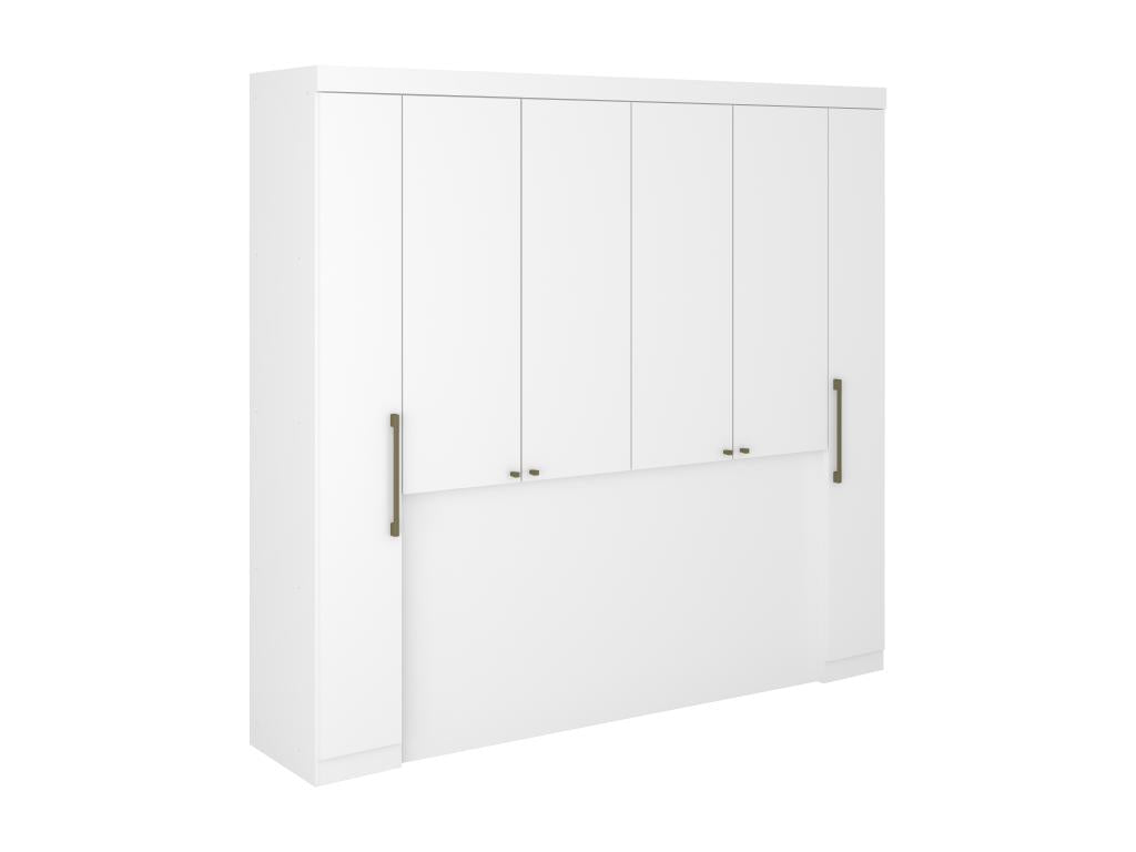 Pont de lit - 6 portes - Avec armoires et rangements - L206 cm - Blanc - Mobilierpratique