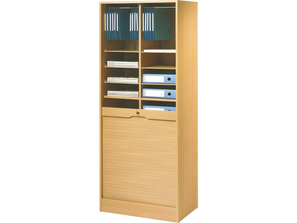 Classeur à Rideau Largeur 70 cm Hauteur 172 cm 20 niches - Coloris : Hêtre