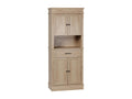 Buffet haut armoire de cuisine multi-rangement 2 placards 2 portes tiroir niche panneaux MDF aspect chêne clair