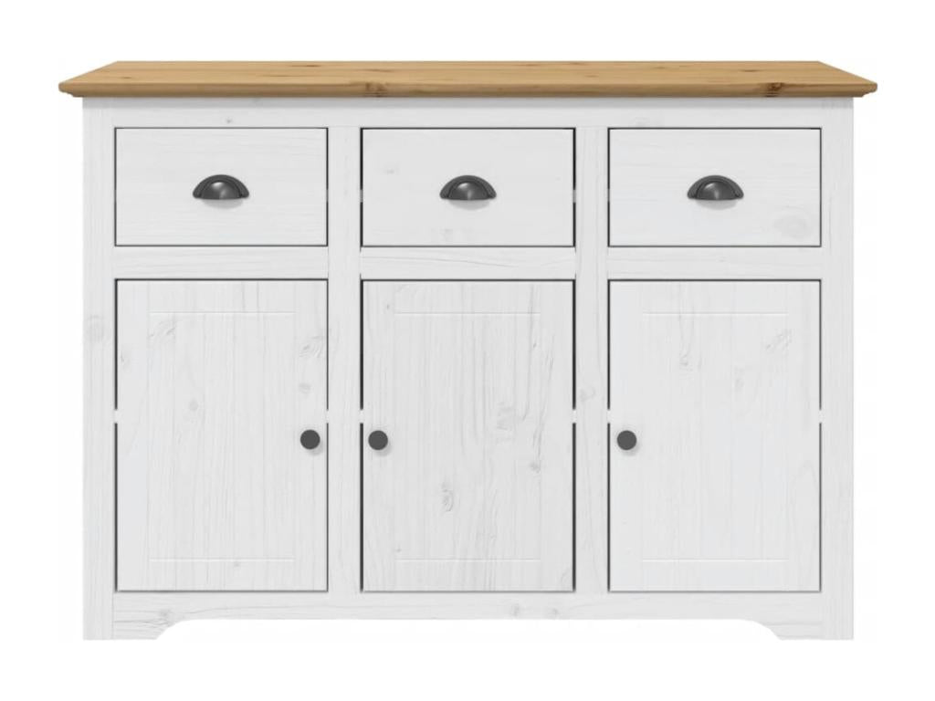 Buffet Decoessentielle blanc et marron 115,5x44x80 cm bois massif de pin