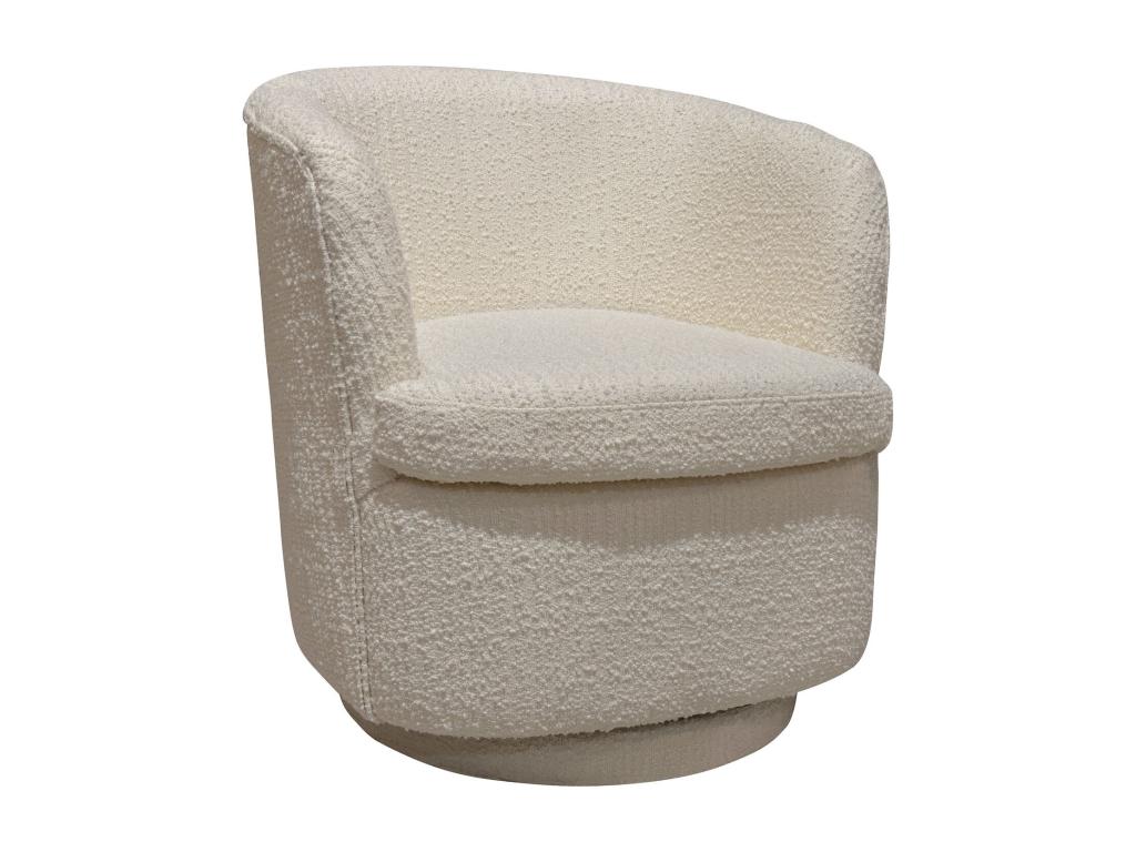 Nestinfr Accueil - Fauteuil Pivotant En Bouclette Ecru 73.5x73x77cm Nestinfr