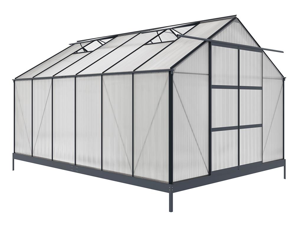 Serre de Jardin en polycarbonate de 13 m² avec embase - Anthracite - Parfaitlogis