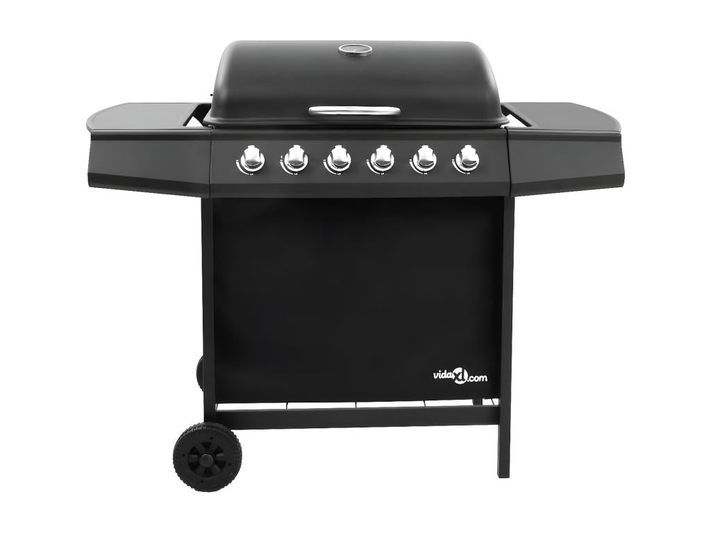 Barbecue grill à gaz avec 6 brûleurs Noir