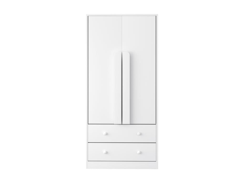 Armoire 70x40x170 cm - 2 portes / 2 tiroirs avec compartiments - Blanc
