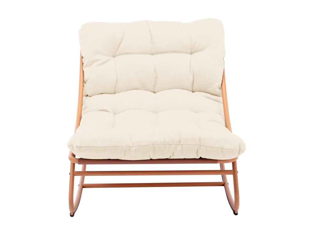 Fauteuil de jardin à bascule en acier - Parfaitemeuble et coussin beige - Parfaitemeuble