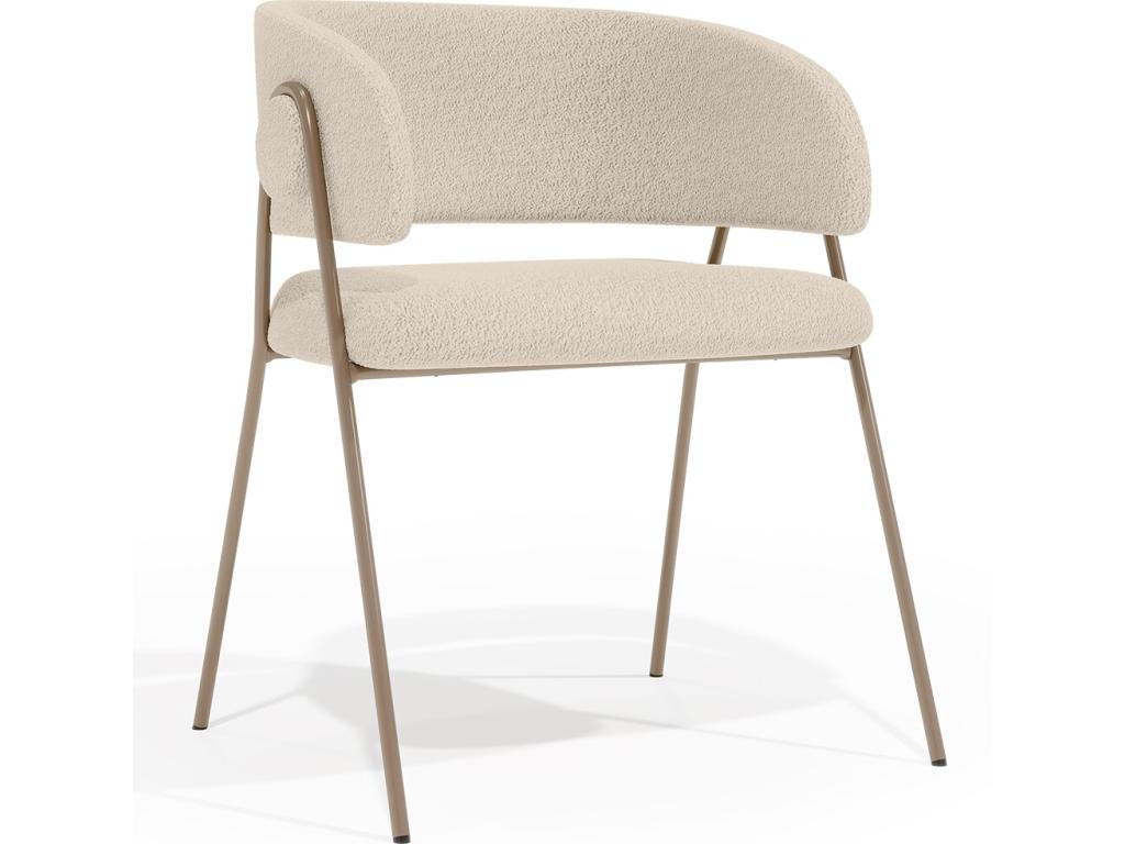 Chaise de salle à manger - Revêtue de tissu bouclé - Boivana Ivoire