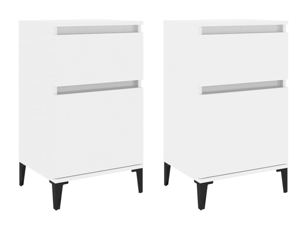 Tables de chevet 2 pcs blanc brillant 40x35x70