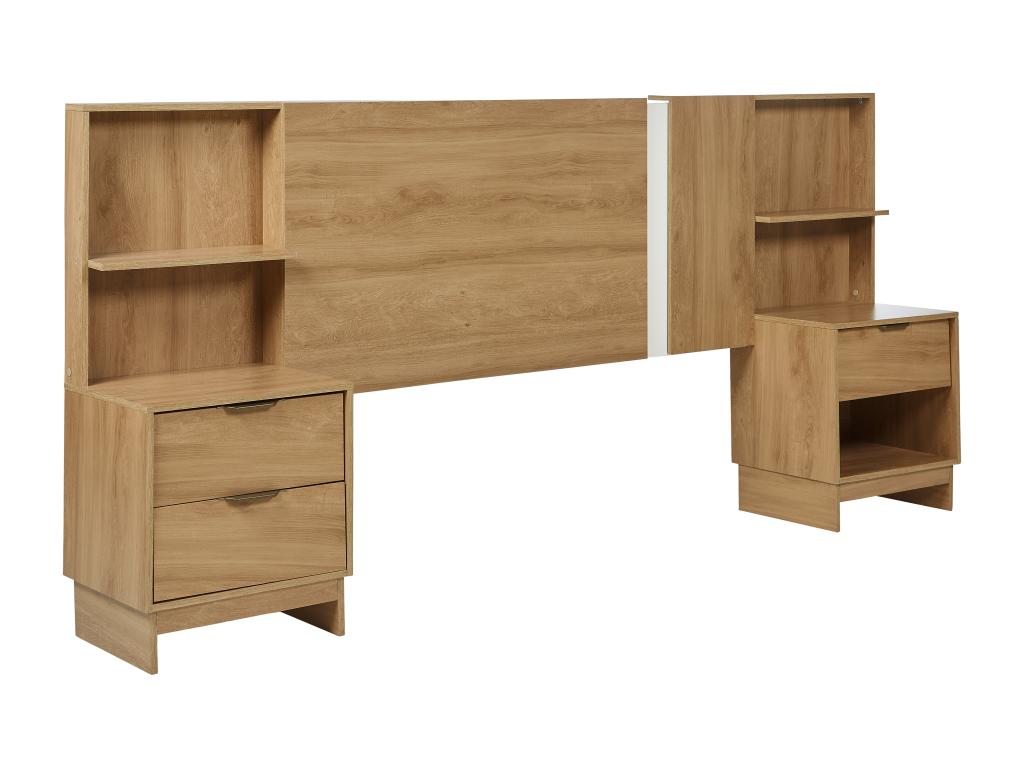 Tête de lit extensible avec chevets - 140/160 cm - Coloris Naturel - Cheneclair