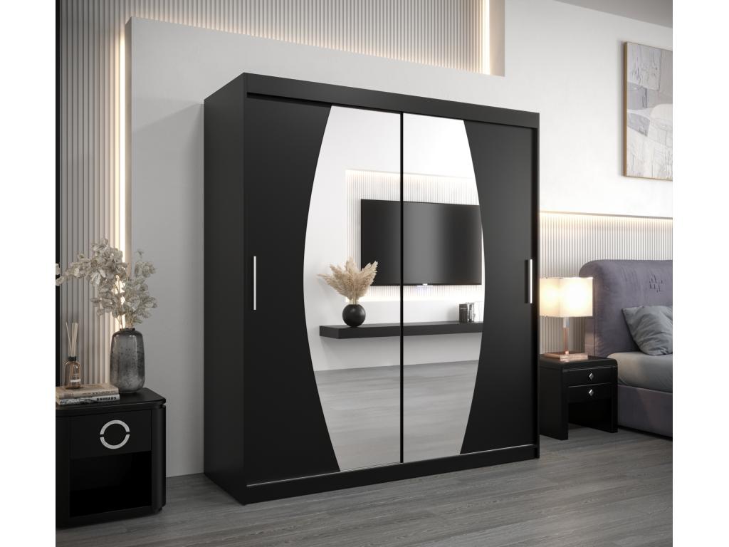 Armoire Cosavio À Portes Coulissantes 200/180/62 2 portes Noir/Noir