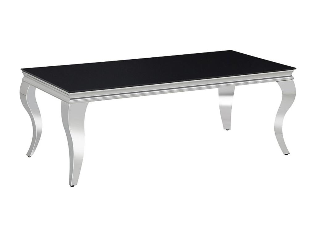 Table à manger design baroque verre trempé noir et acier chromé Mobiliercosy 150cm