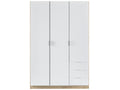 Armoire avec 3 portes et 3 tiroirs Coloris chêne et blanc - Dim L 121 x H 180 x P 52 cm