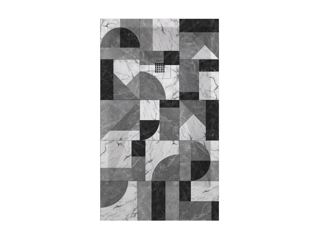 Receveur de douche 01 BN Mosaïque finition Lisse Decoopale grille de couleur 3D - 130x90 cm