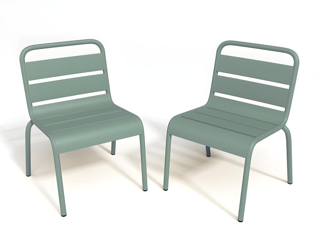 Lot de 2 chaises de jardin empilables pour enfant en métal - Vert amande - POPAYAN de Homeepure