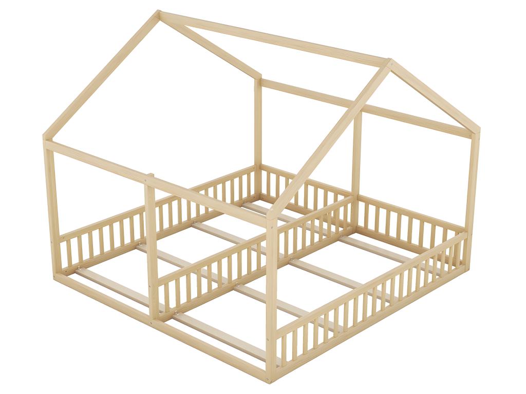 Lit cabane Lit 2 en 1 - 90*200 cm - Naturel - Habitatdoux