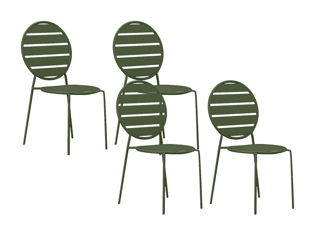 Lot de 4 chaises de jardin empilables en métal - Kaki - Cheneclair